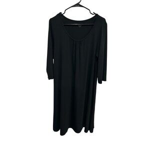 Eileen Fisher Black Spandex Scoop Neck 3/4 Sleeve Dress Size L Minimal Elegant